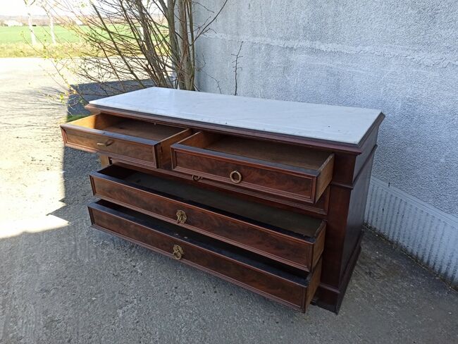 old dresser, white marble tray