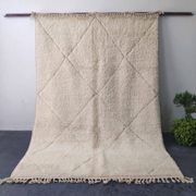 Beni Ouarain Rug, Ecru, Classic Diamond Pattern - Handmade 300x200cm
