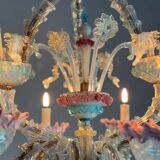 Venetian Rezzonico chandelier in multi-colored Murano glass, circa 1900