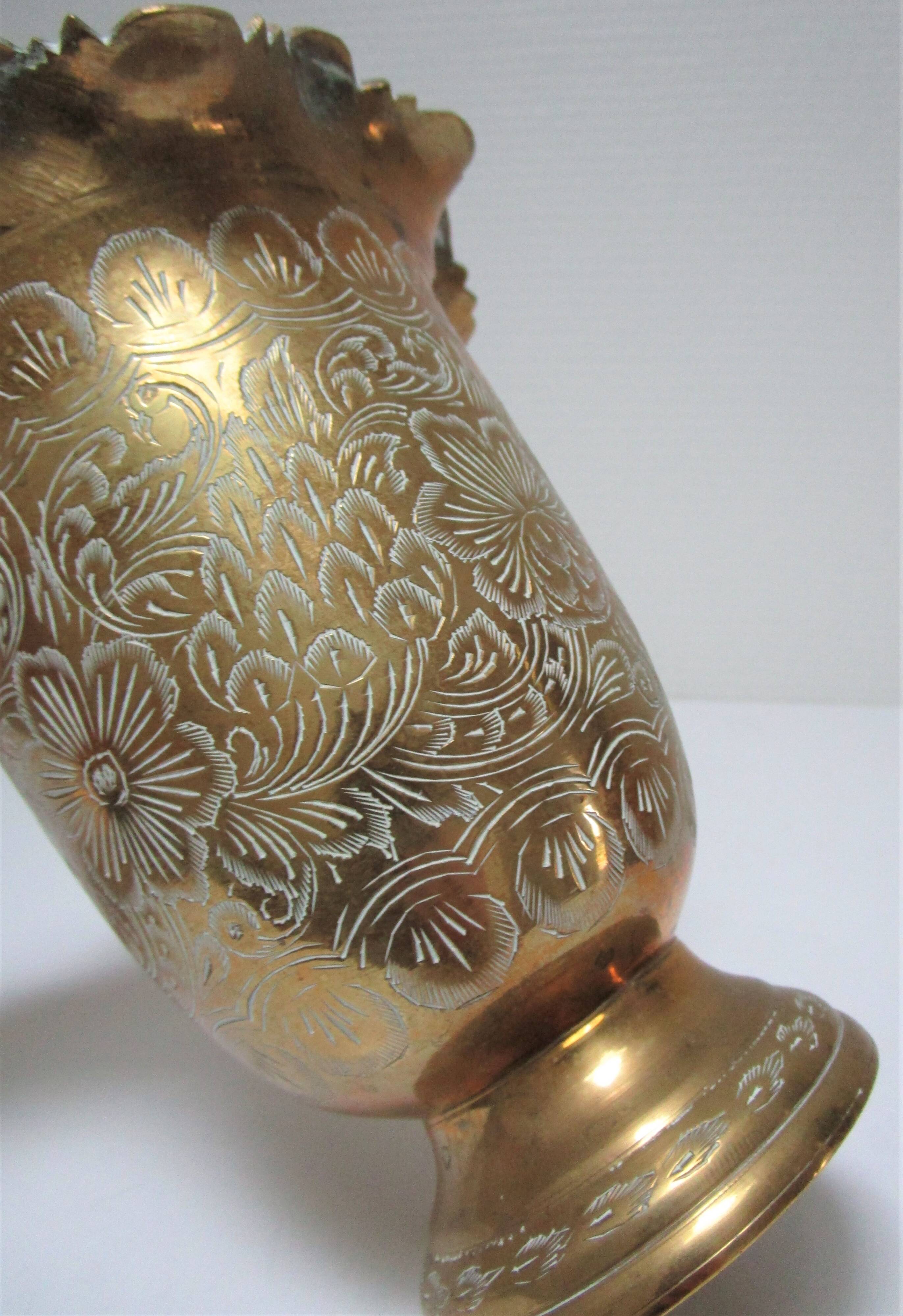 Vintage solid brass flower spike vase