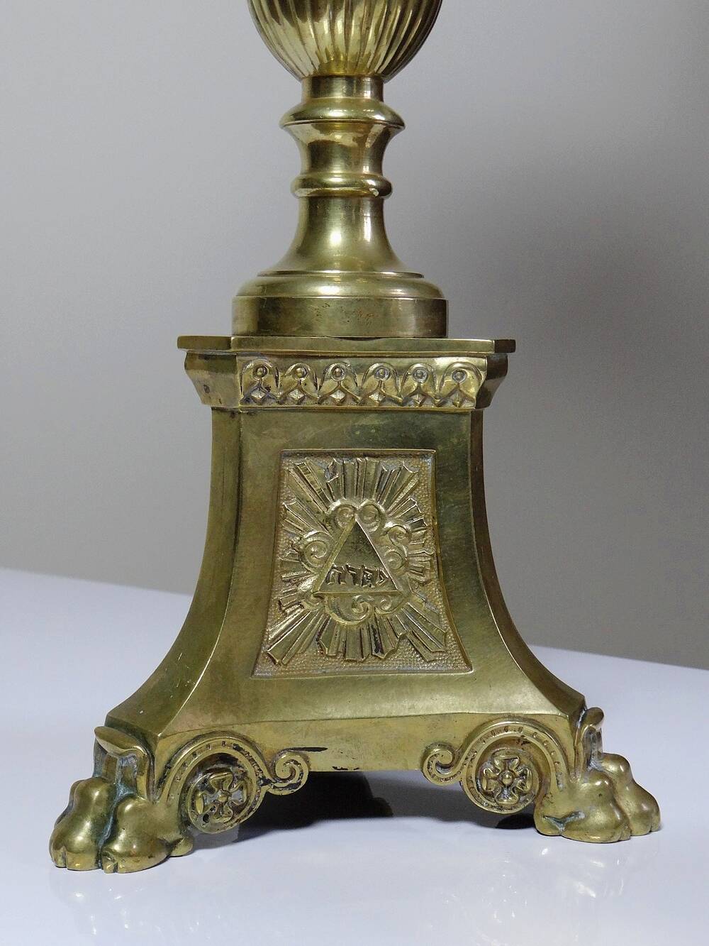 Pair of large 19th century church candlesticks in gilded bronze