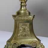 Pair of large 19th century church candlesticks in gilded bronze