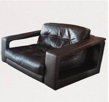 Leather lounge set – Steiner Paris – aluminium base – 1970s/1980s
