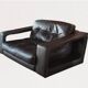 Leather lounge set – Steiner Paris – aluminium base – 1970s/1980s