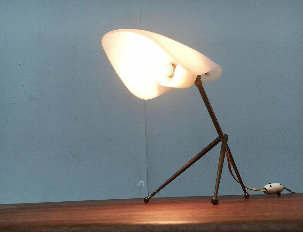 Mid-Century German Acryl and Brass Tripod Table Lamp from Cosack, 1960s, Set of 2