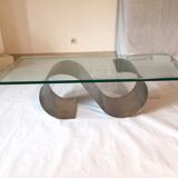Modernist coffee table in steel and glass