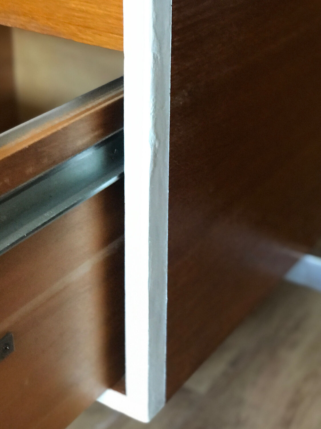 Vintage teak and stainless steel desk with two pedestals