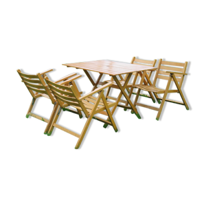 Ensemble de jardin pliant en bois