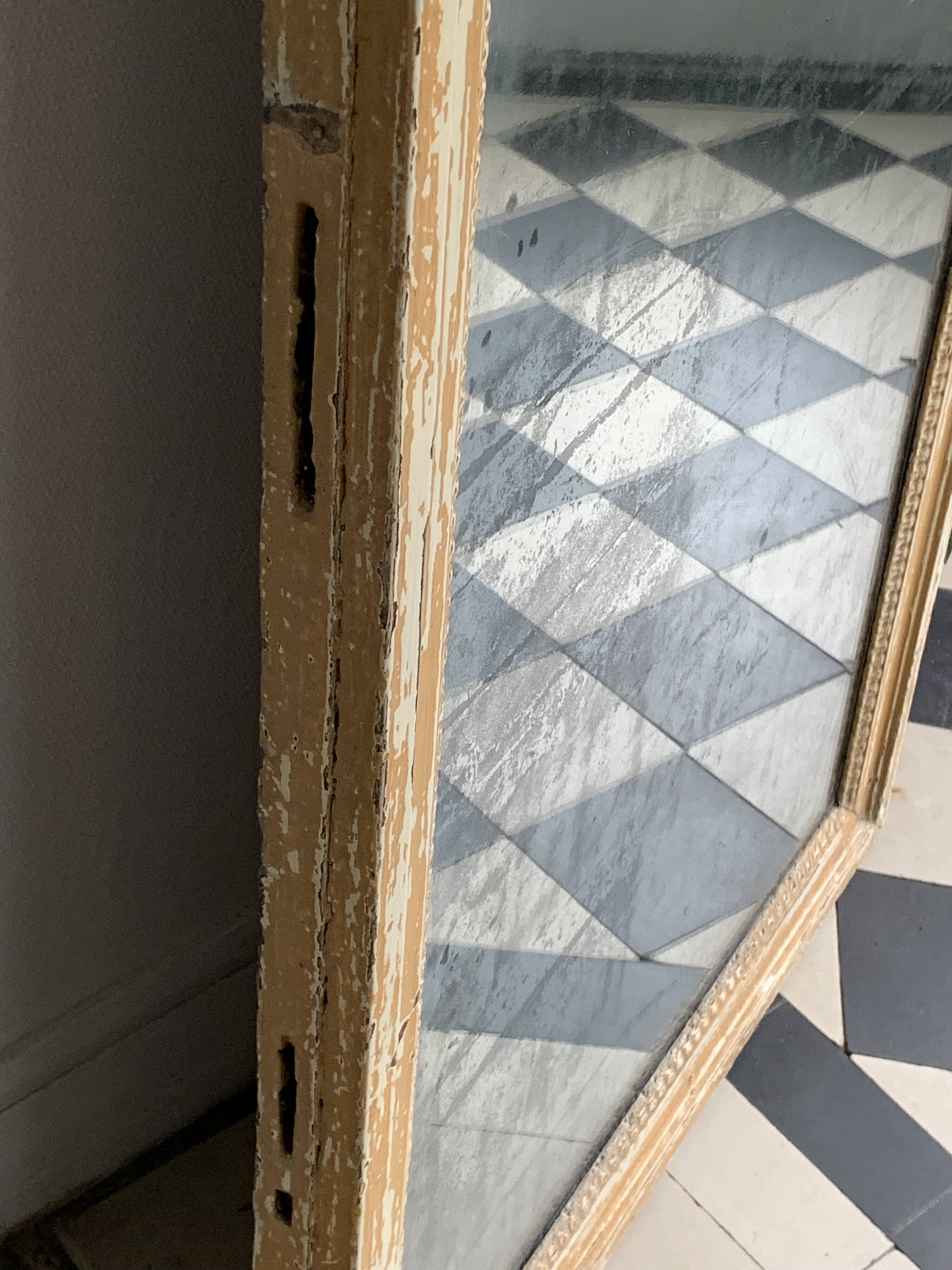 19th century mercury mirror patinated trumeau