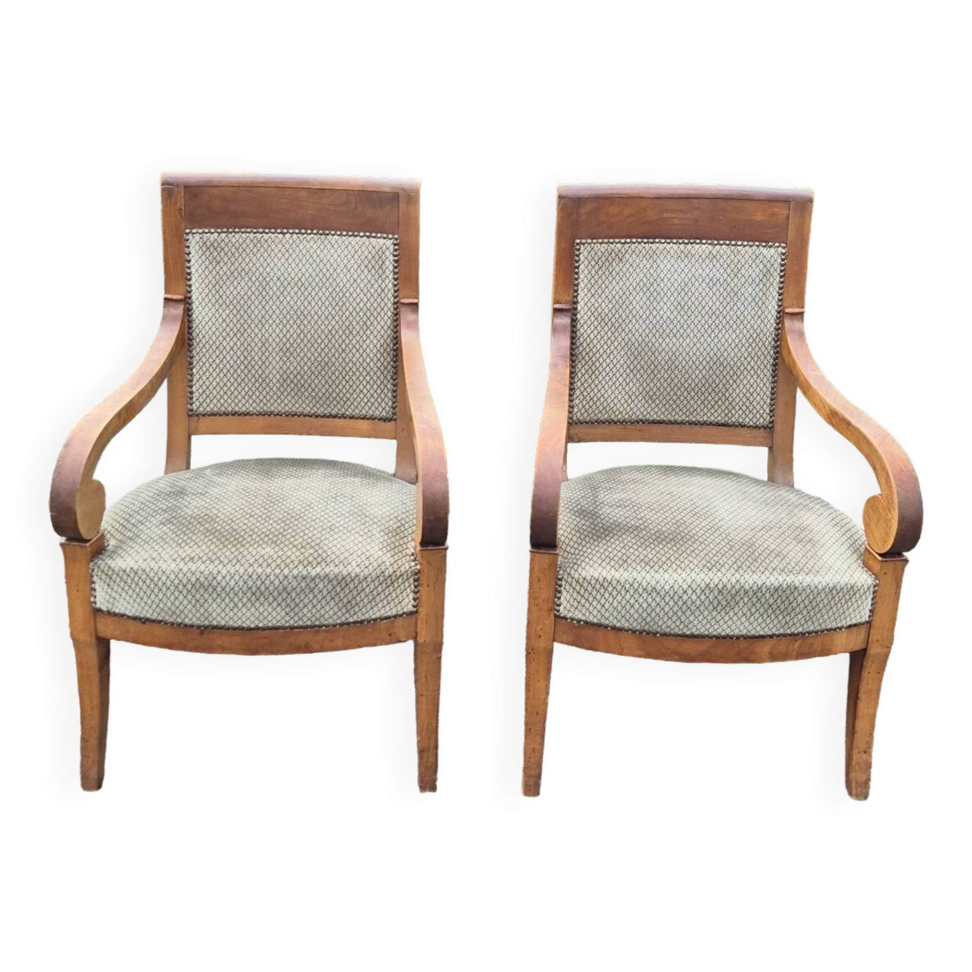 Paire de fauteuils à crosse Empire Restauration 1900s