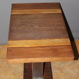 Art Deco period pedestal table in oak and nickel-plated bronze circa 1930