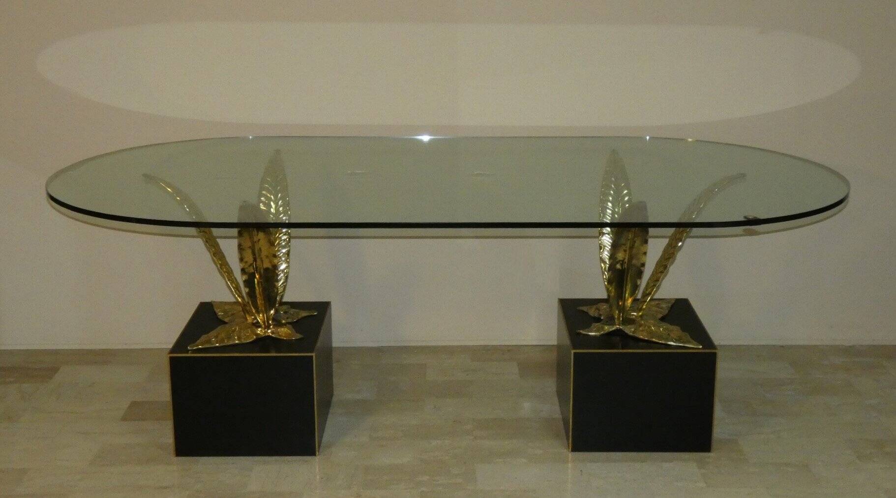 Bronze, brass and crystal table by Gianni Versace for Versace Home, Italy, 1980s.