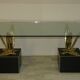 Bronze, brass and crystal table by Gianni Versace for Versace Home, Italy, 1980s.