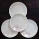 4 vintage dessert plates Sarreguemines - White earthenware with red pattern n