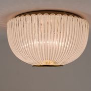 Large striped glass ceiling lamp in brass, Limburg, Germany, 1970s.