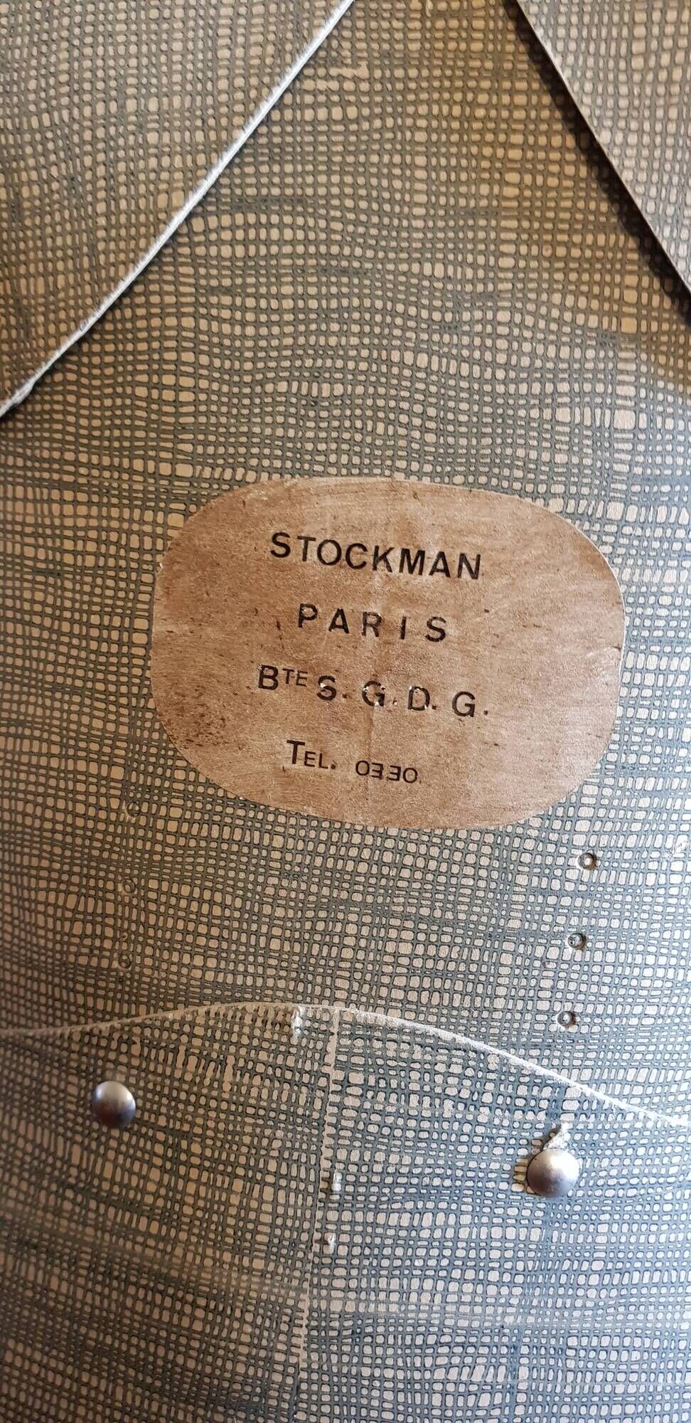 Rare old adjustable sewing bust stockman paris in cardboard