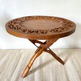 Vintage carved wood side table, Indonesia