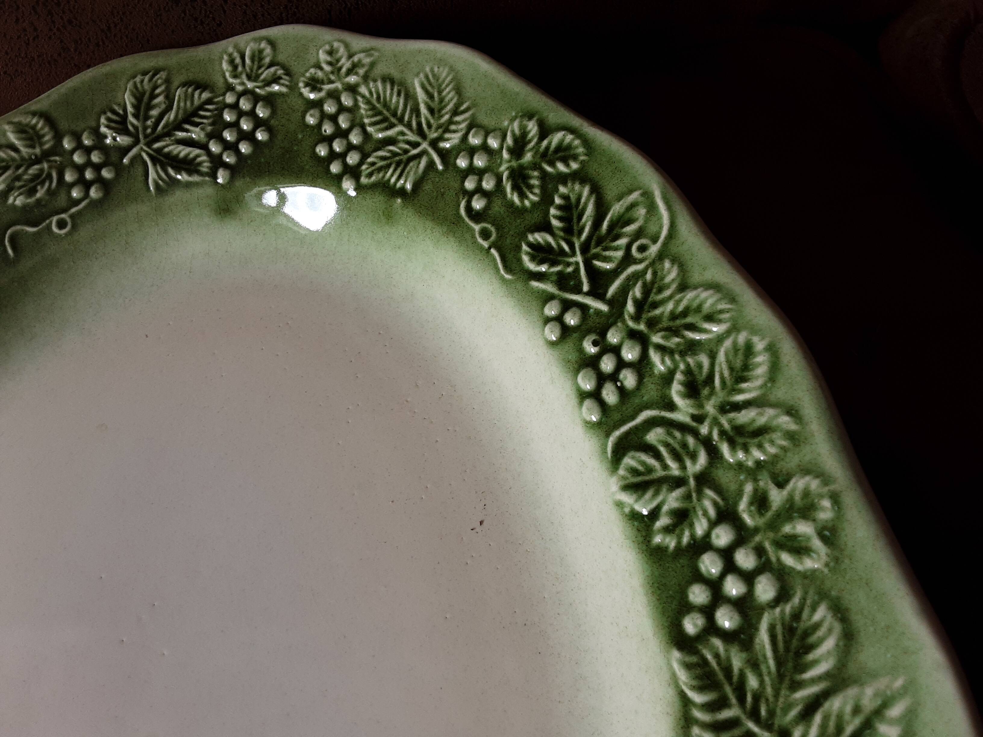 Oval ceramic dish in slip style