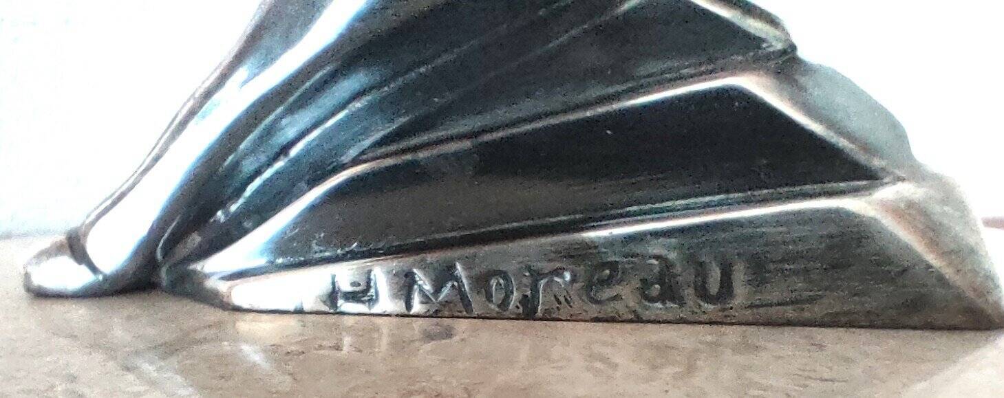 Pair of Gazelles bookends Hippolyte Moreau, signed - Spelter, marble