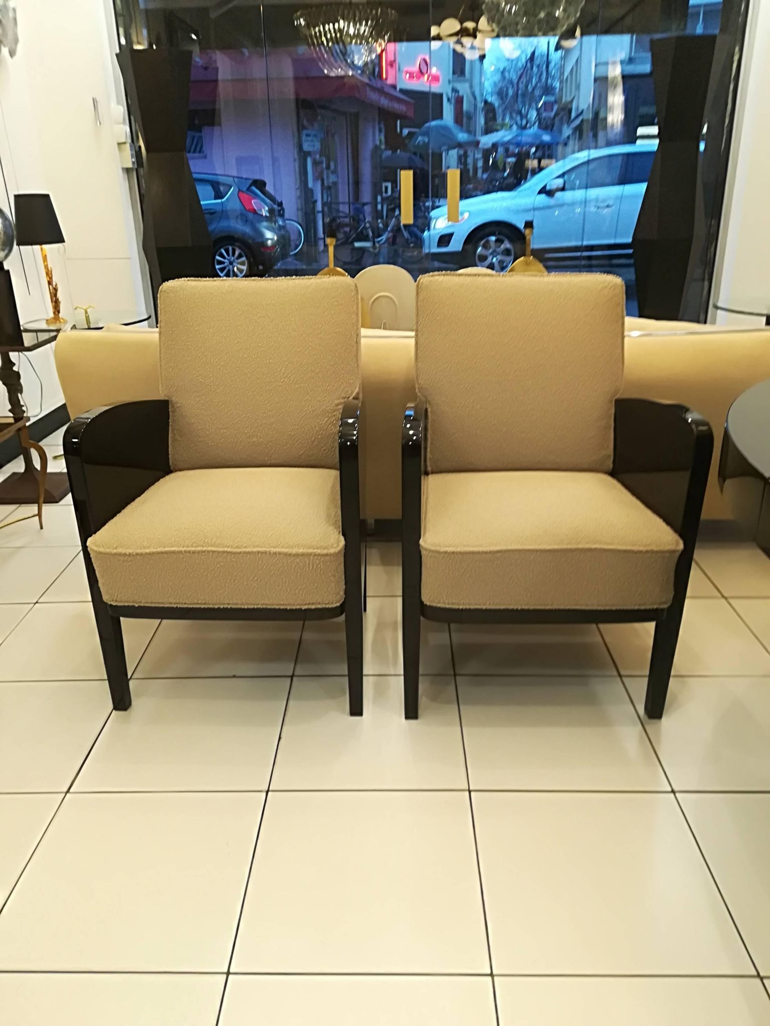 Pair of Damon and Berteaux art deco armchairs, French, around 1930