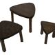 Set of 3 brutalist oak oval side or nesting tables minimalist design 1970s