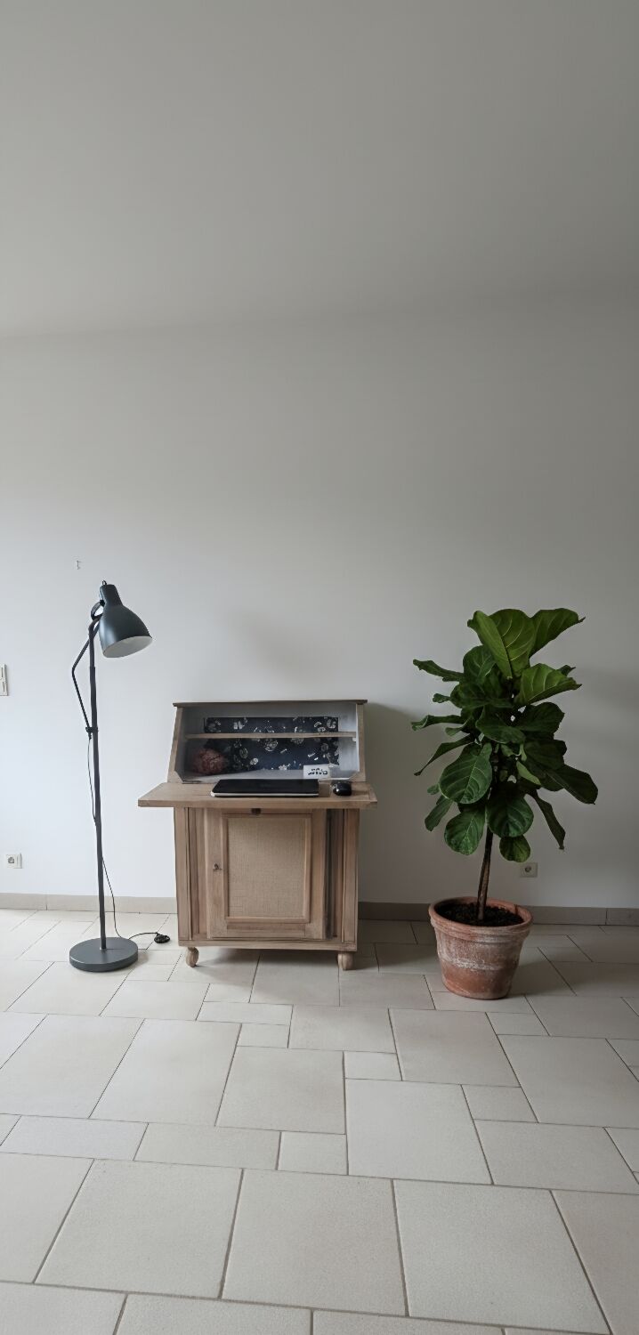 Vintage raw oak secretary