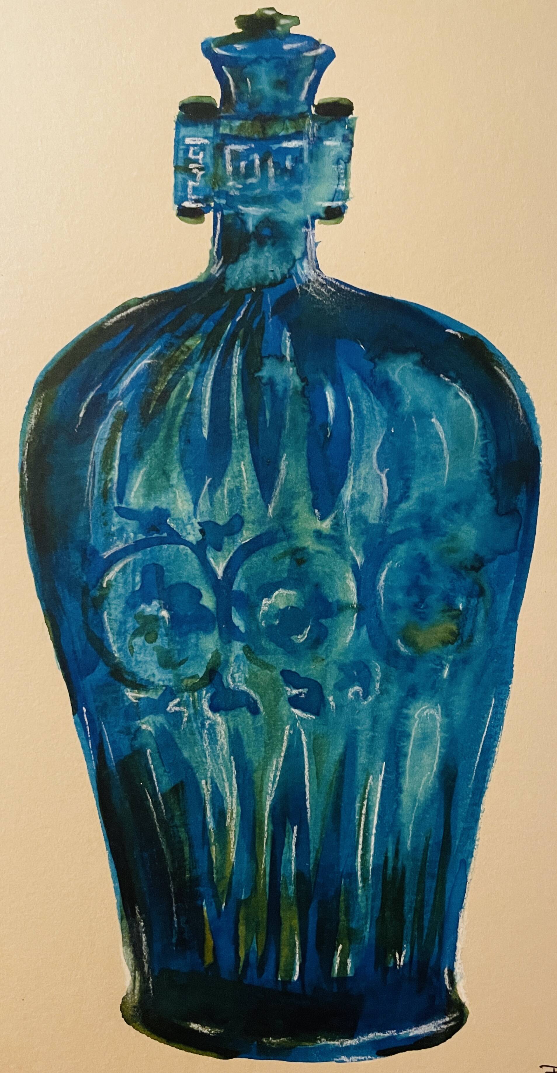 Watercolour and ink table vase Wabi Sabi collection Asia