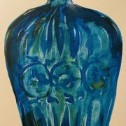 Watercolour and ink table vase Wabi Sabi collection Asia