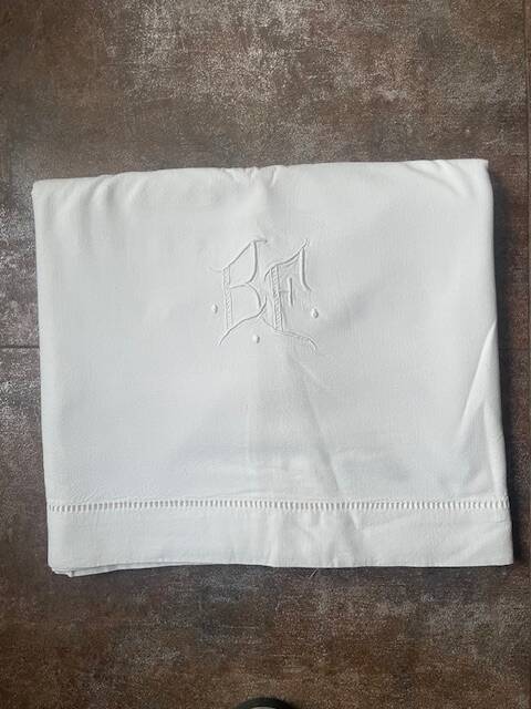 Antique cloth with BF monogram