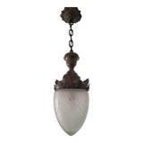 Luminaire gland art déco à suspendre, lustre ancien