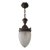 Art deco acorn hanging light fixture, antique chandelier