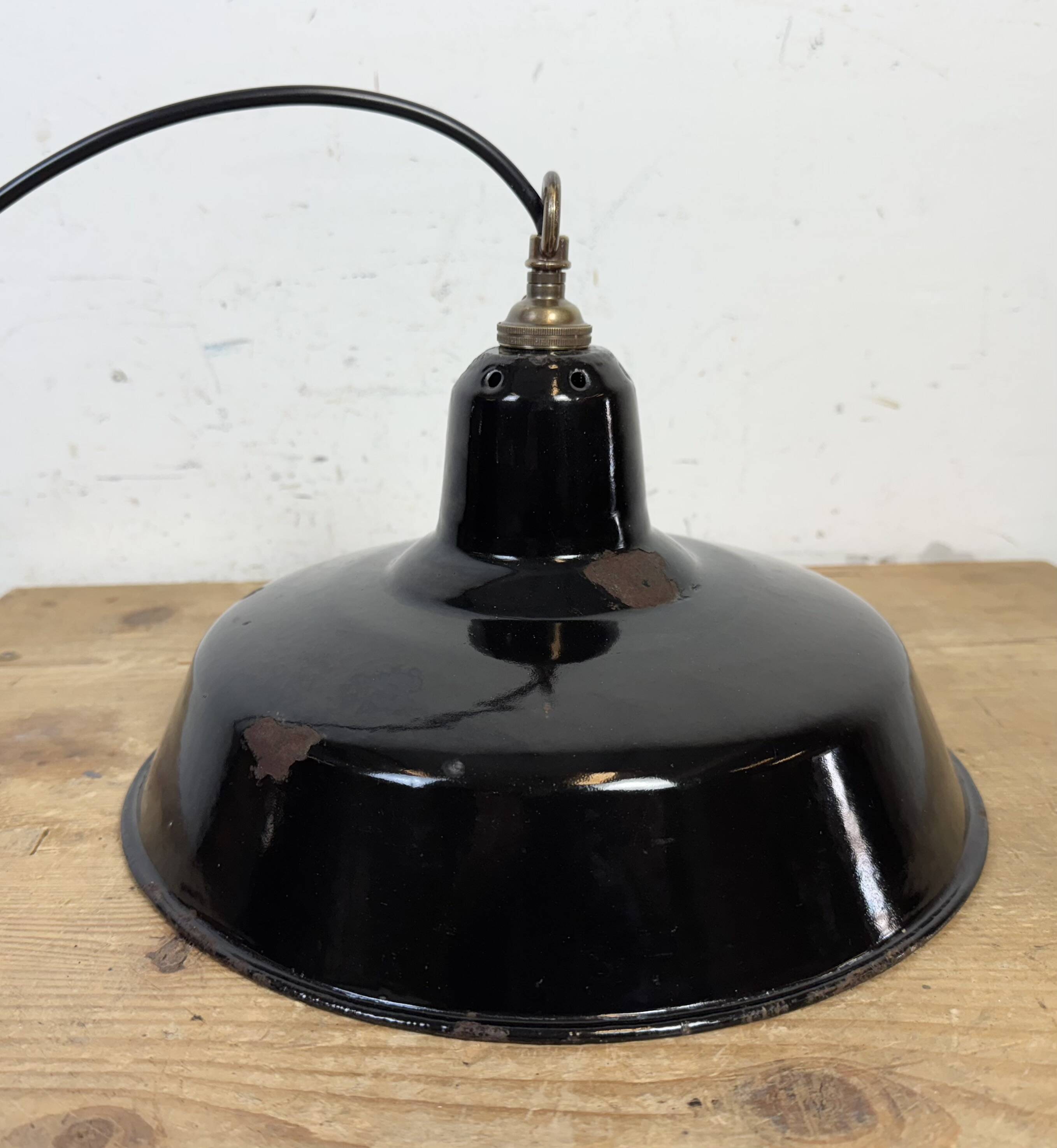 Industrial Black Enamel Factory Pendant Lamp, 1960s