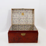 Chinese red lacquered leather trunk from the early 20th century.