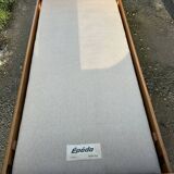 Read a vintage wooden and cane bed, with compass legs – mattress 80 × 190 cm.