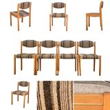 Suite of 4 chairs self beech brass and wool 1960
