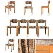 Suite de 4 chaises self hêtre laiton et laine 1960