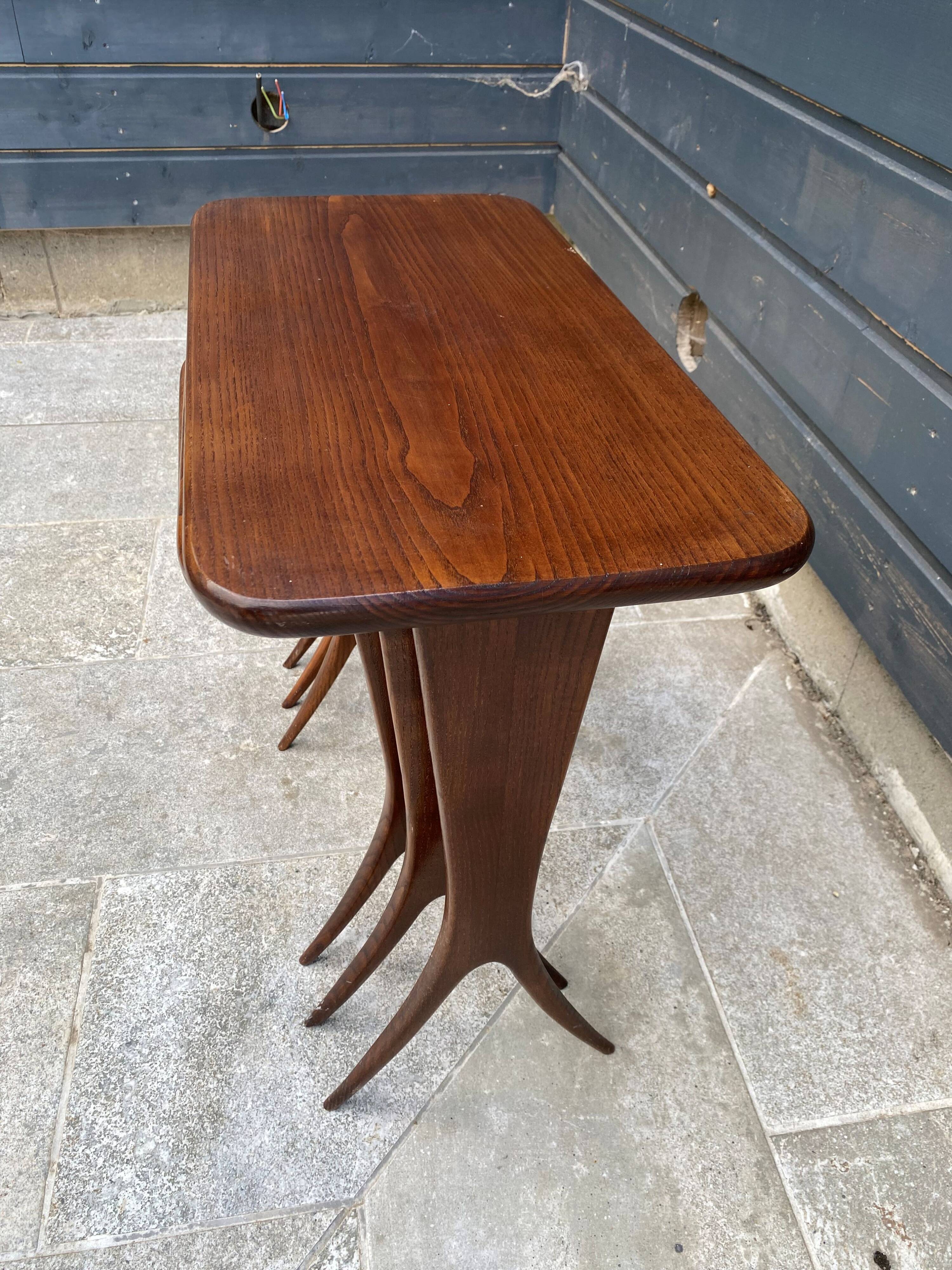 Set of 3 nesting tables by Raphaël Raffel, Scandinavian vintage, 1960s