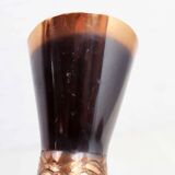 Vintage copper and teak vase