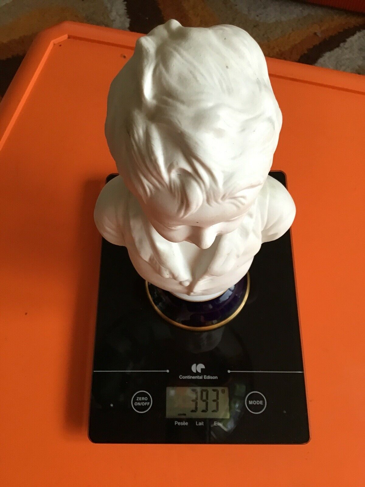 Bust child cherubin porcelain biscuit signed Tharaud Limoges made In France