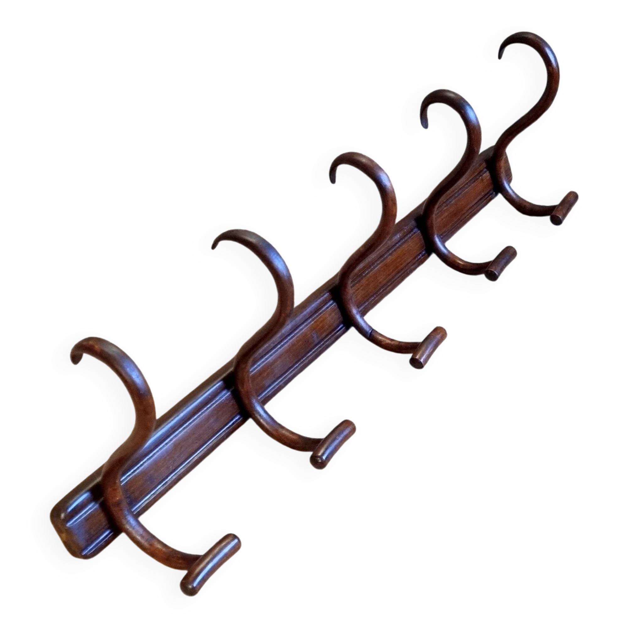 Baumann 5-hook bistro wall coat rack from the 20s