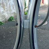 Oval table smoked glass and chrome 70s