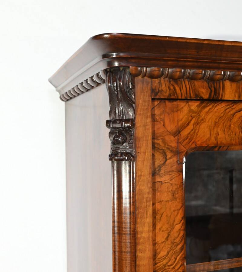 Burl Walnut Bookcase, Restoration Period – Early 19th Century