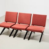 Set of 3 Scissor Easy Chairs Model FB18 by Architect Jan van Grunsven for Pastoe Netherlands 1955