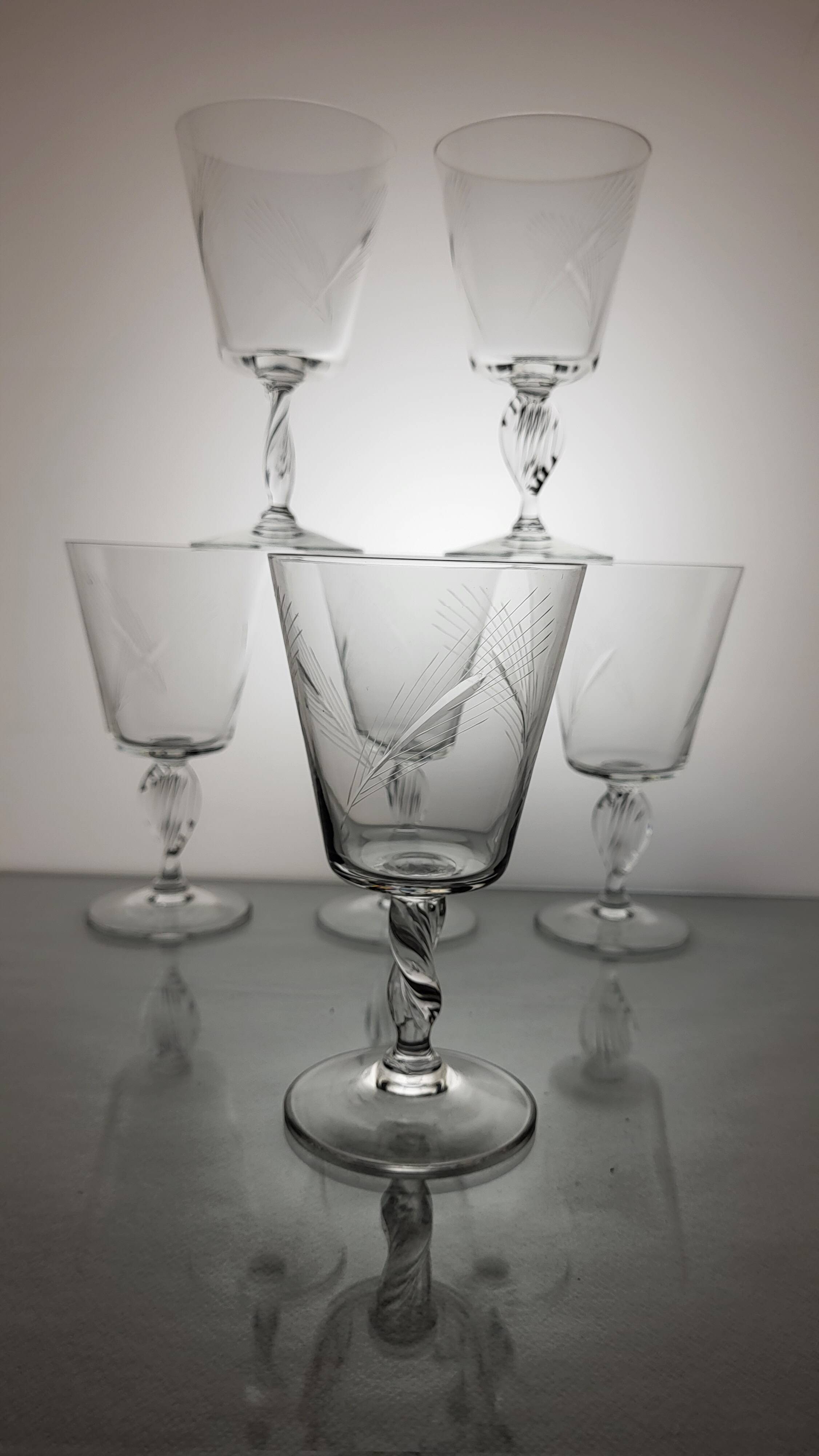 6 crystal water/wine glasses from the 60s (wheat)