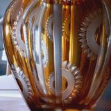 Faceted Vase Chiseled in Amber Bohemian Crystal from the 50s/60s.