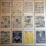 Lot de 12 lithographies originales