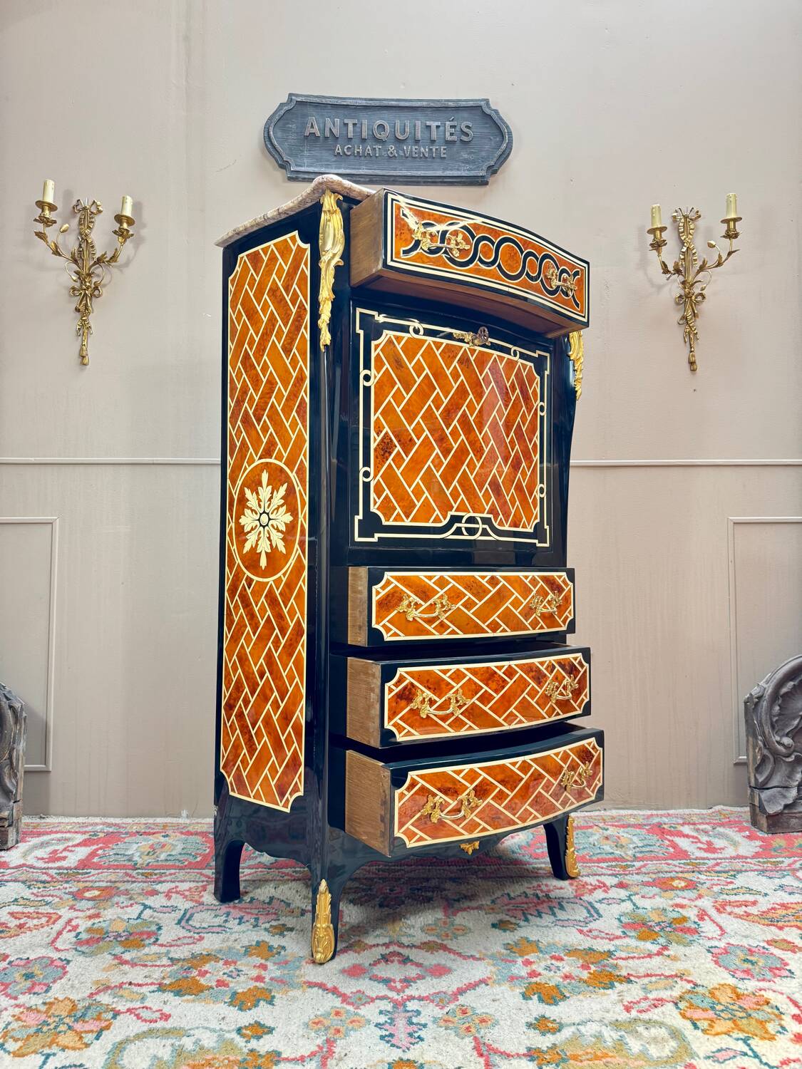 Maison Jansen Louis XV Style Veneer Secretary