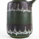 Fat lava ceramic vase with handle, green glaze, West Germany, 1970s