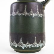 Vase en céramique fat lava avec poignée, glaçure verte, Allemagne de l'Ouest, années 1970