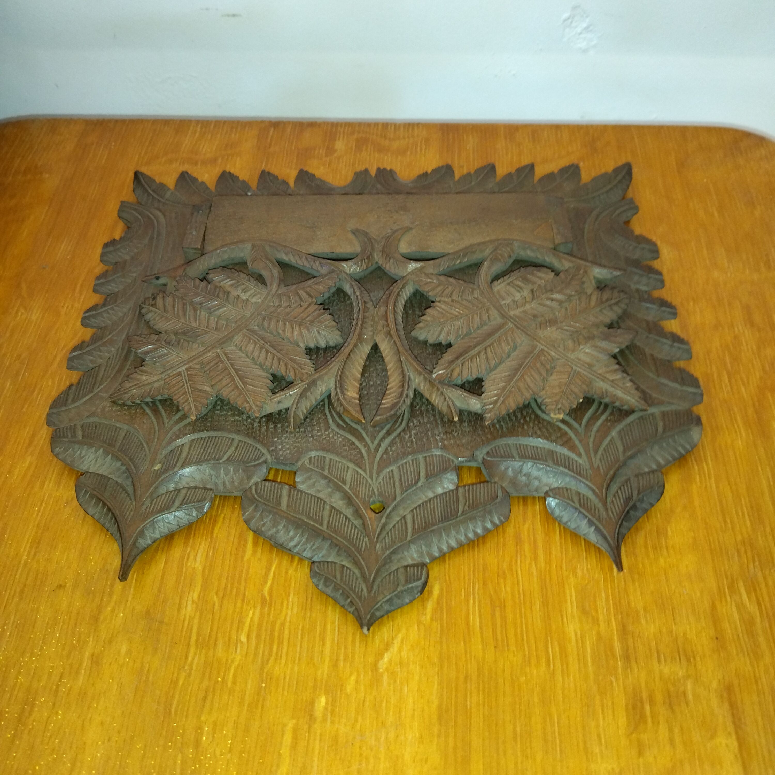 Mail rack carved wood black forest